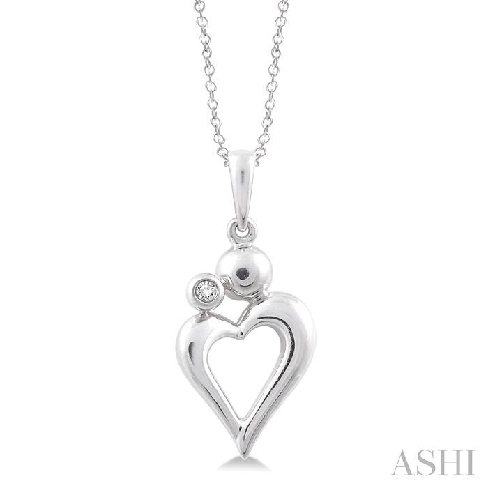 SILVER HEART SHAPE DIAMOND FASHION PENDANT