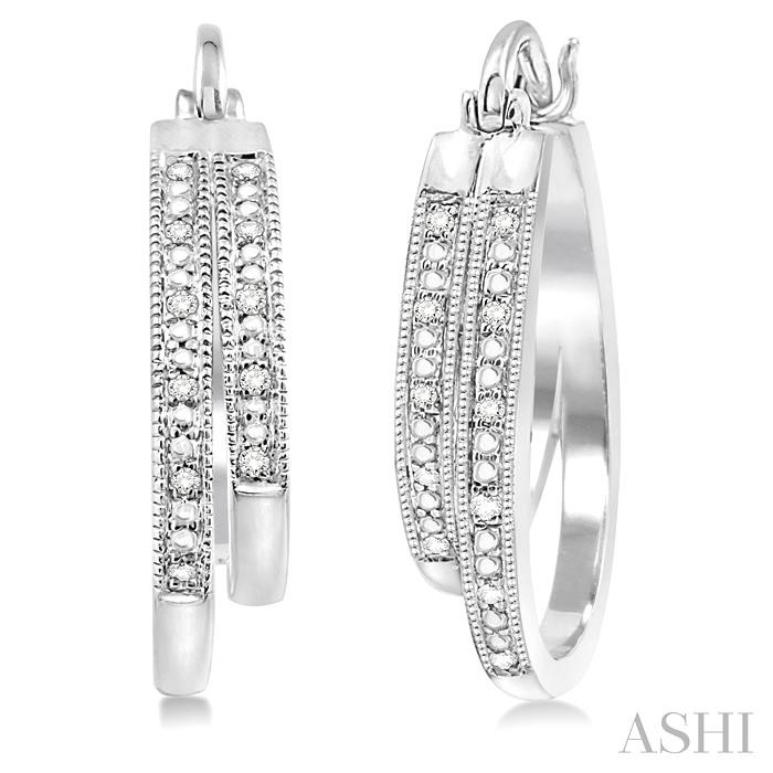 SILVER DIAMOND FASHION HOOP EARRINGS