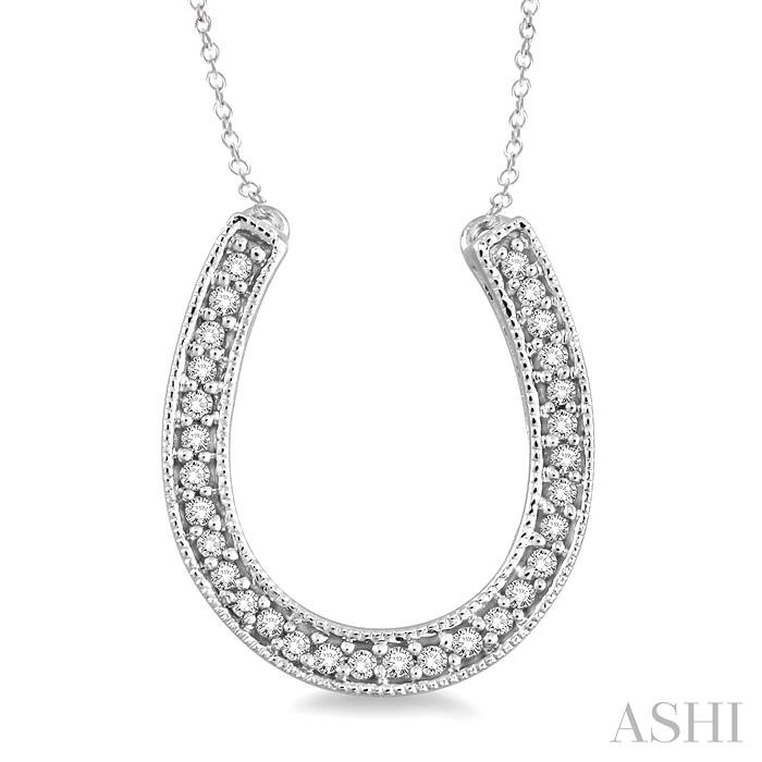 SILVER HORSESHOE DIAMOND FASHION PENDANT