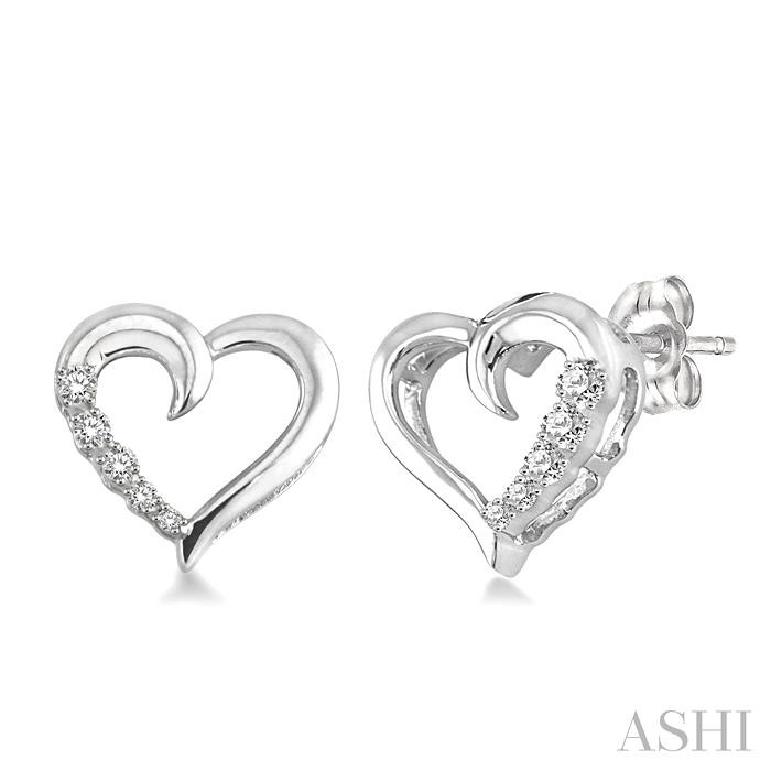 SILVER HEART SHAPE JOURNEY DIAMOND FASHION EARRINGS