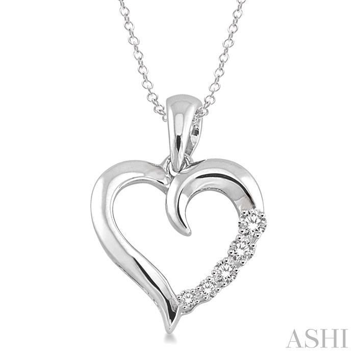 SILVER HEART SHAPE JOURNEY DIAMOND FASHION PENDANT