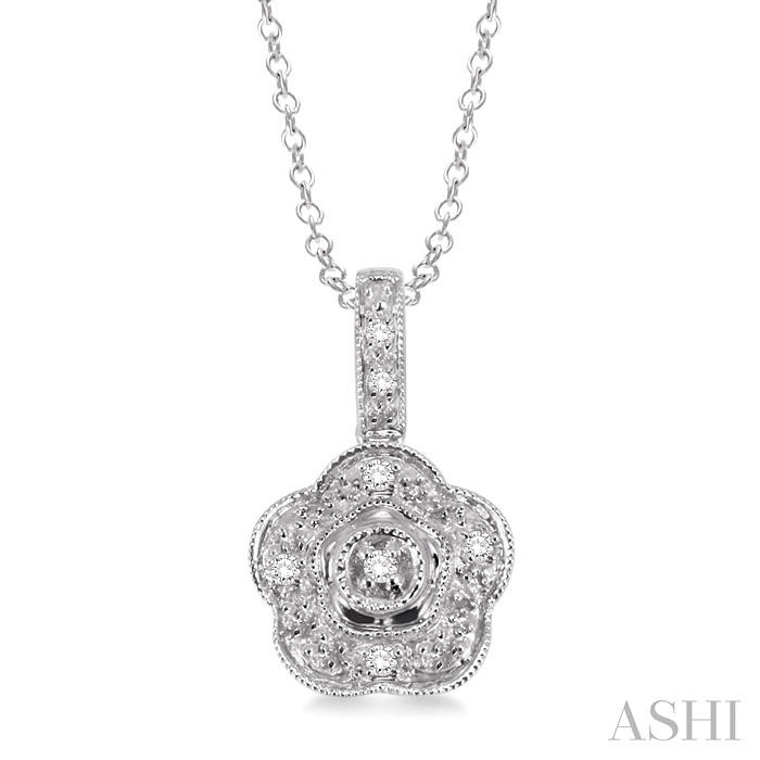 SILVER FLOWER DIAMOND FASHION PENDANT