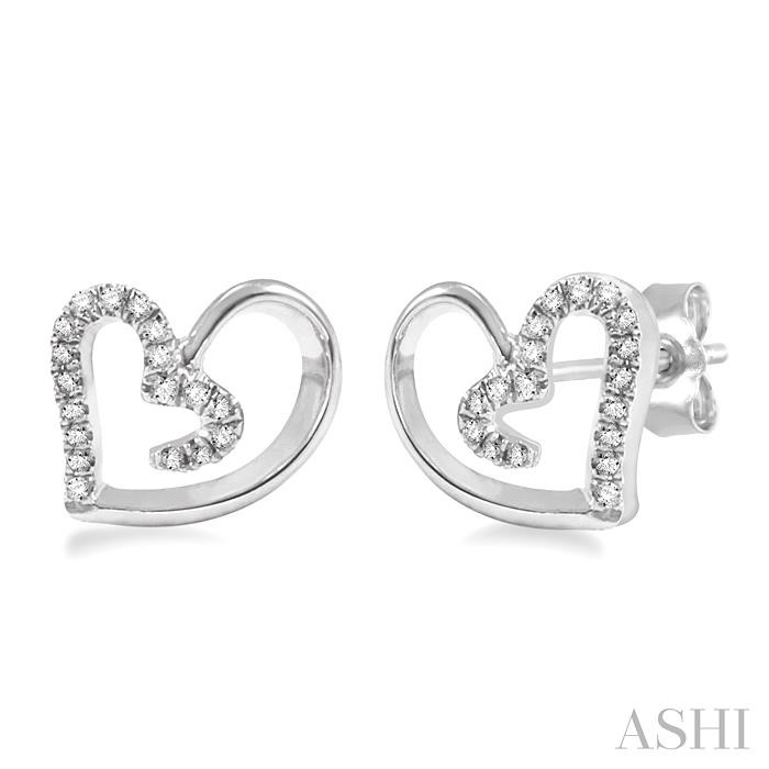 SILVER HEART SHAPE DIAMOND FASHION EARRINGS