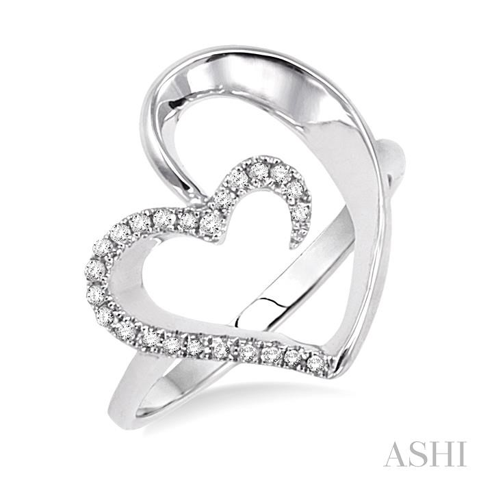 SILVER HEART SHAPE DIAMOND FASHION RING