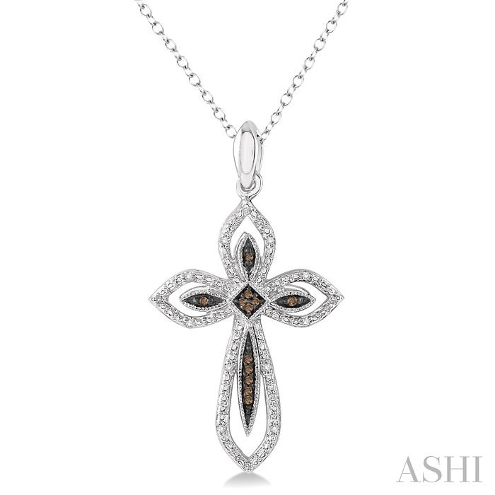 Silver Cross Champagne Diamond Fashion Pendant