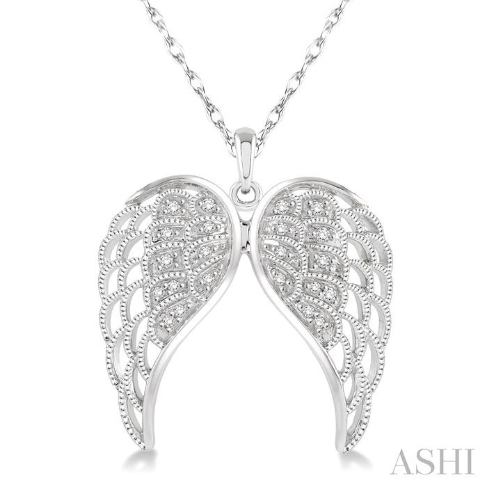 SILVER ANGEL WINGS DIAMOND FASHION PENDANT