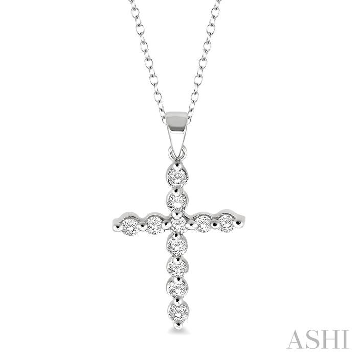 SILVER CROSS DIAMOND PENDANT