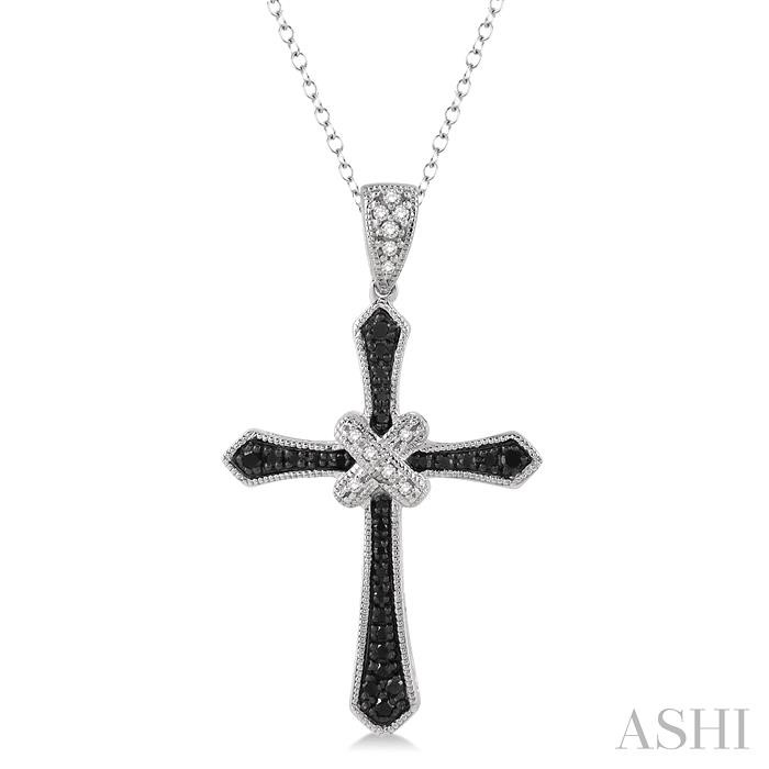 SILVER CROSS BLACK DIAMOND PENDANT