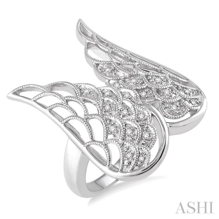 SILVER ANGEL WINGS DIAMOND FASHION RING