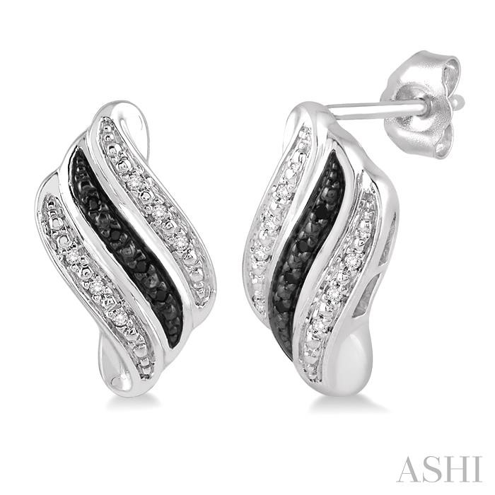 SILVER BLACK DIAMOND FASHION EARRINGS