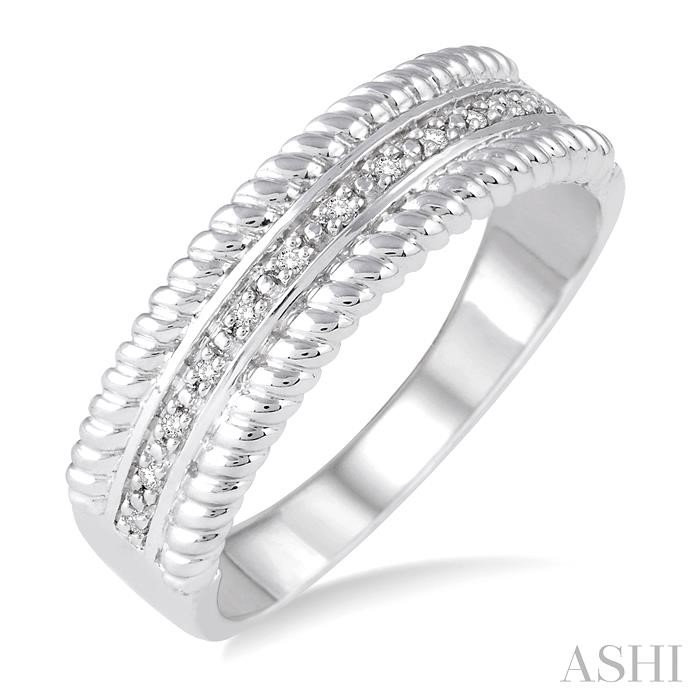 SILVER ROPE DIAMOND RING