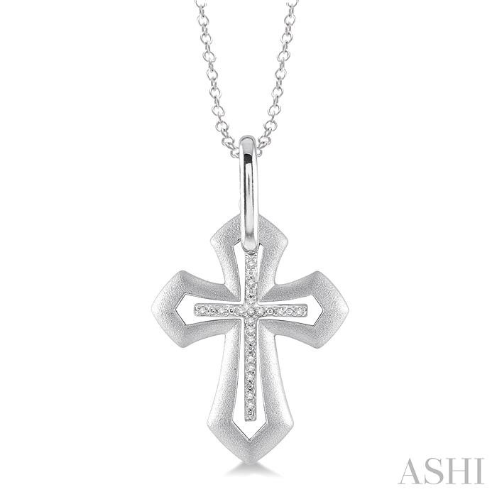 SILVER CROSS DIAMOND PENDANT