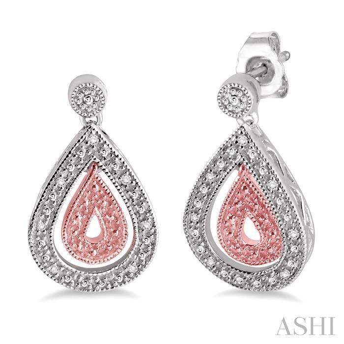 SILVER PEAR SHAPE DIAMOND FASHION EARRINGS