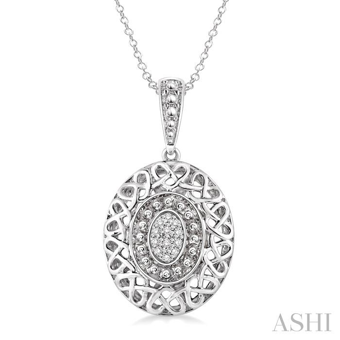 SILVER OVAL SHAPE DIAMOND PENDANT