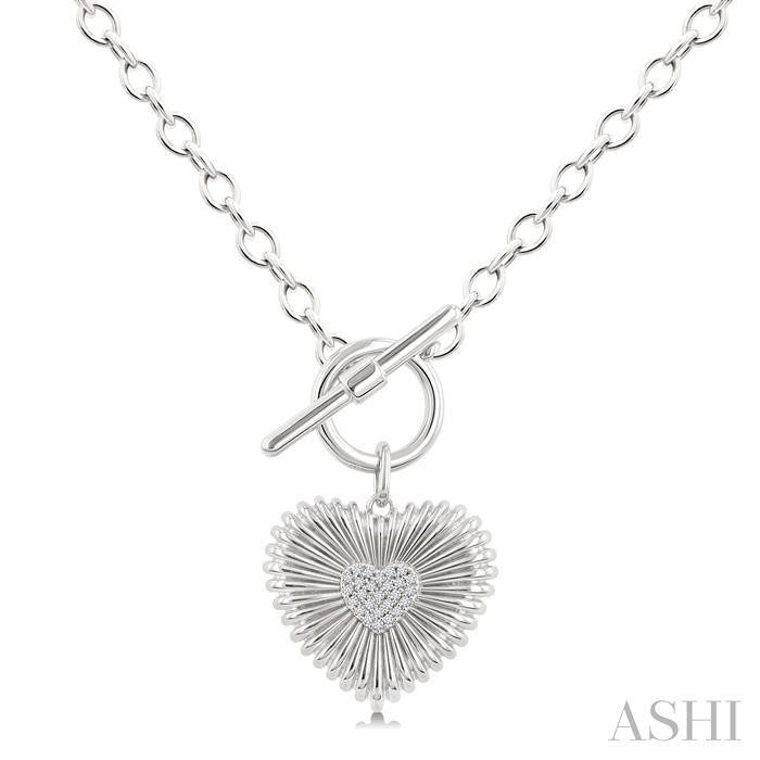 Silver Heart Fluted Toggle Diamond Fashion Pendant