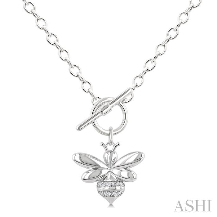 Silver Bumble Bee Toggle Diamond Fashion Pendant