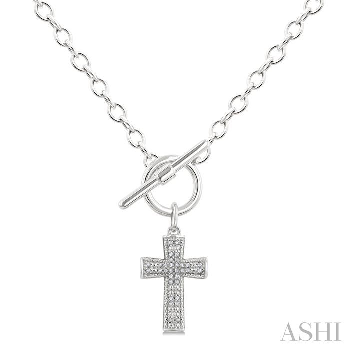 Silver Cross Toggle Diamond Fashion Pendant