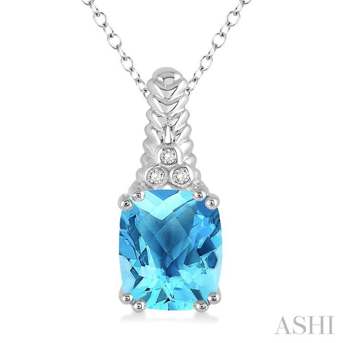 SILVER GEMSTONE & DIAMOND PENDANT
