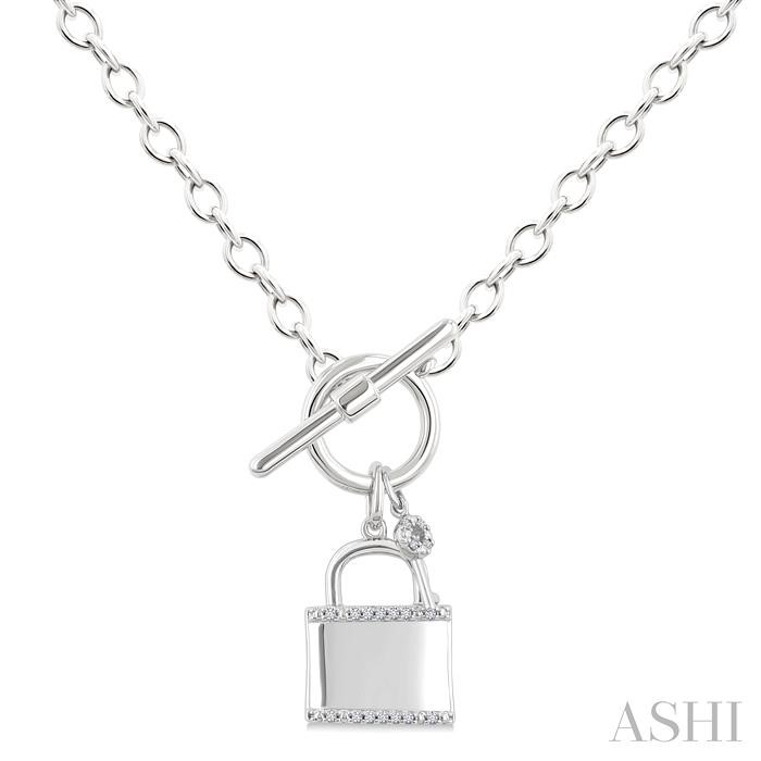 Silver Lock & Key Toggle Diamond Fashion Pendant