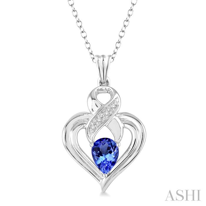 SILVER HEART SHAPE DIAMOND & GEMSTONE FASHION PENDANT