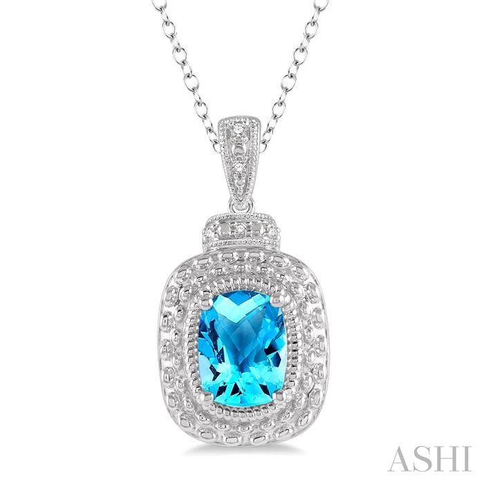 SILVER GEMSTONE & DIAMOND PENDANT