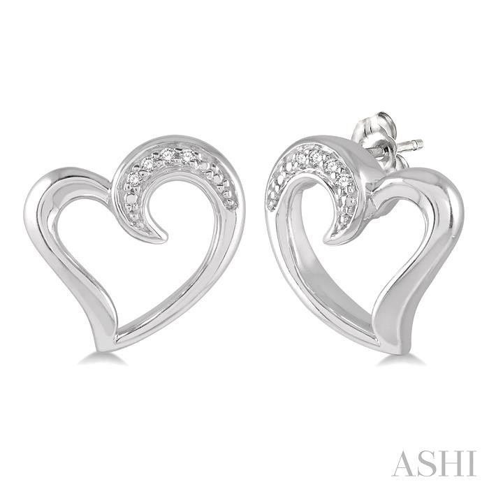 SILVER HEART SHAPE DIAMOND FASHION EARRINGS