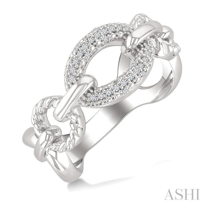 Silver Oval Rope Link Diamond Ring