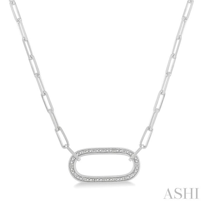 SILVER PAPER CLIP DIAMOND FASHION PENDANT