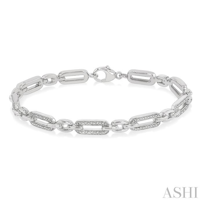 Silver Paperclip Diamond Fashion Bracelet