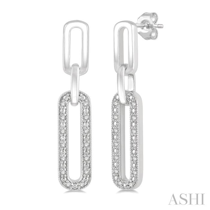 SILVER PAPER CLIP DIAMOND FASHION LONG EARRINGS