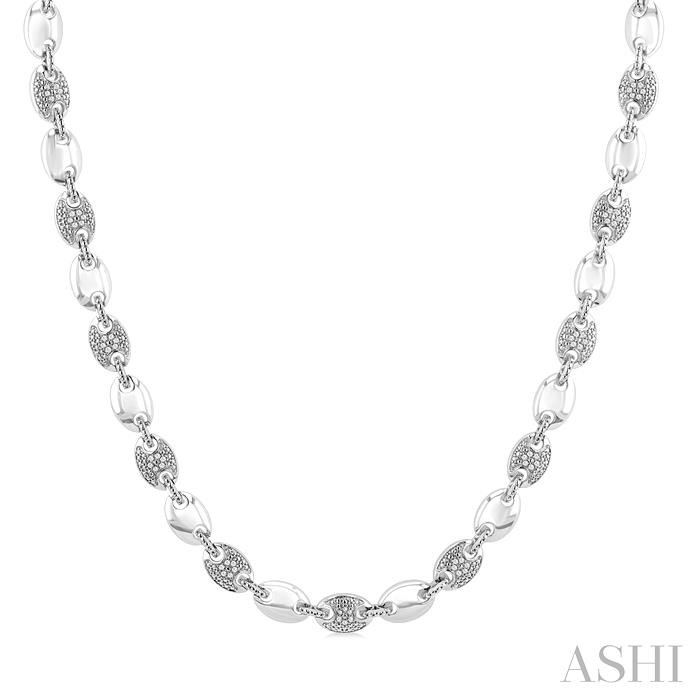 Silver Bold Mariner Link Diamond Fashion Necklace