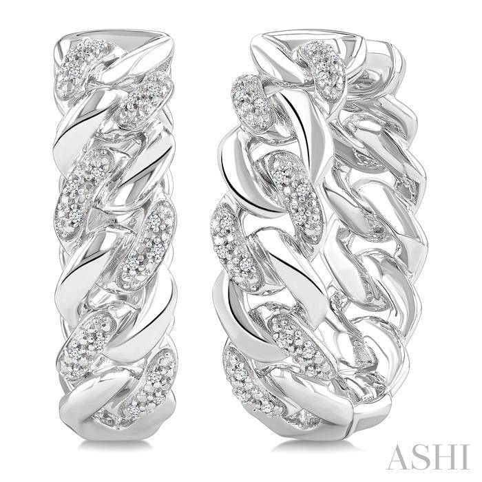 Silver Curb & Cuban Diamond Hoop Earrings