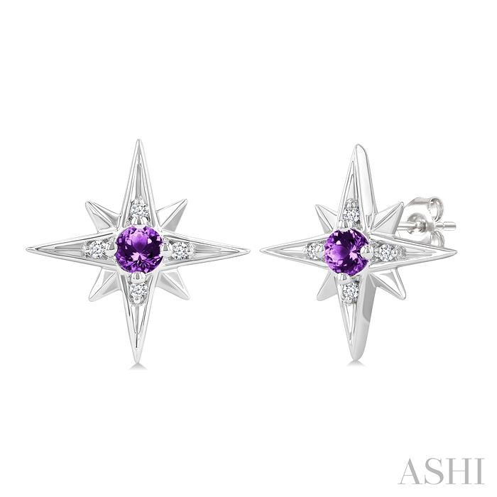 Silver Gemstone & Diamond Fashion Earrings