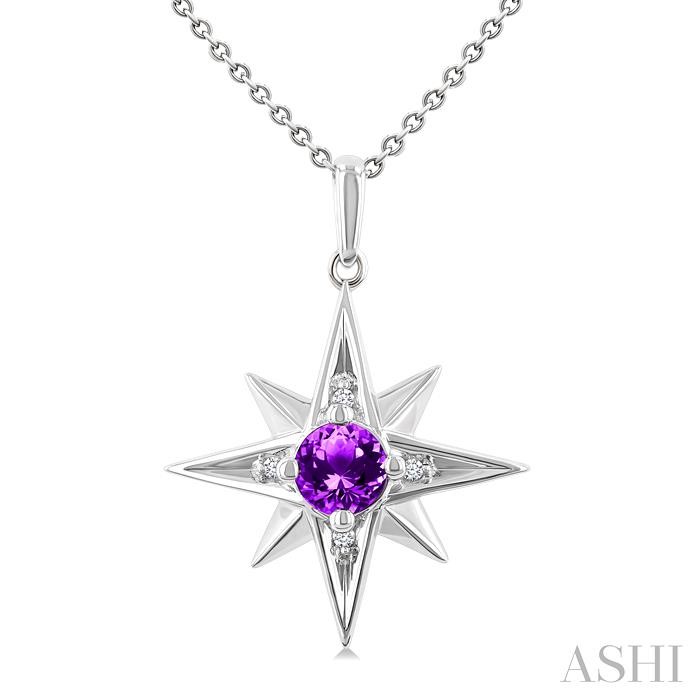 Silver Gemstone & Diamond Fashion Pendant