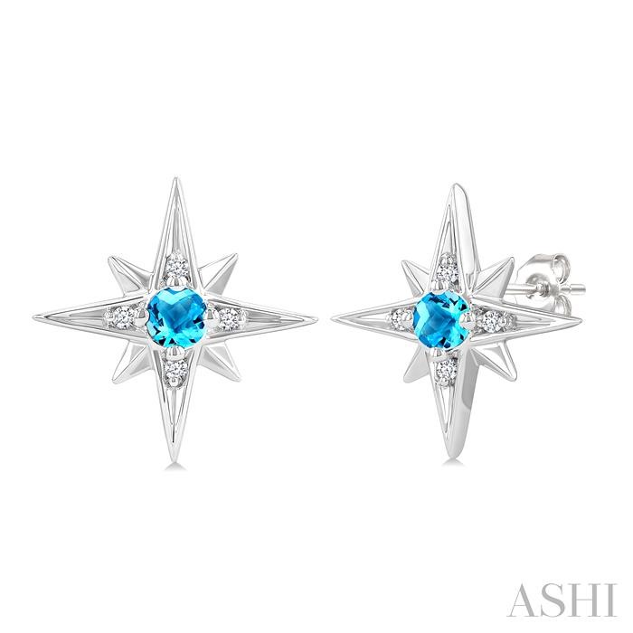 Silver Gemstone & Diamond Fashion Earrings