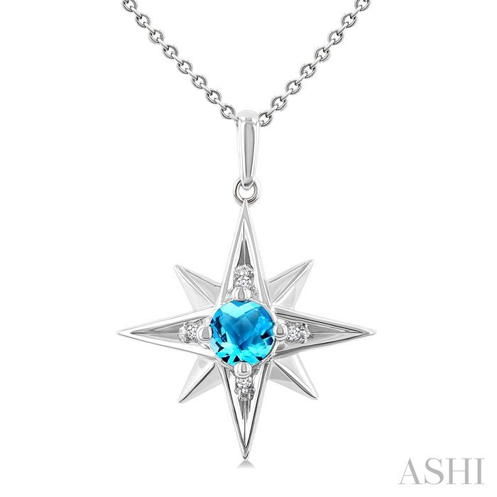 Silver Gemstone & Diamond Fashion Pendant