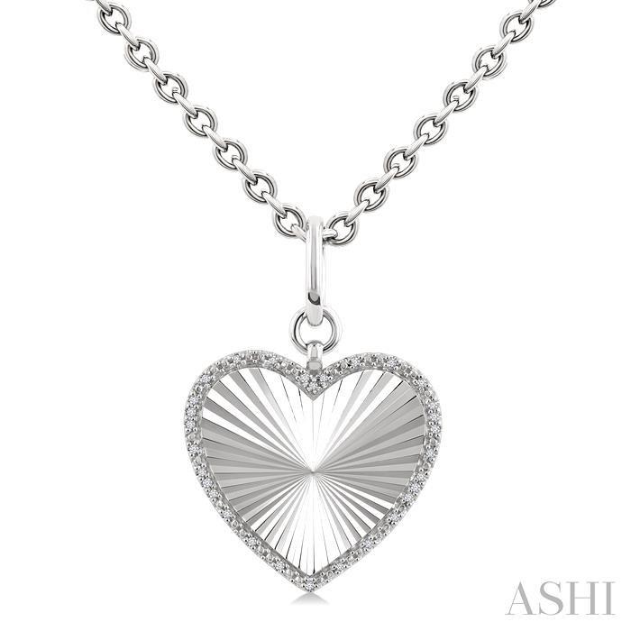 Silver Heart Fluted Medallion Diamond Pendant
