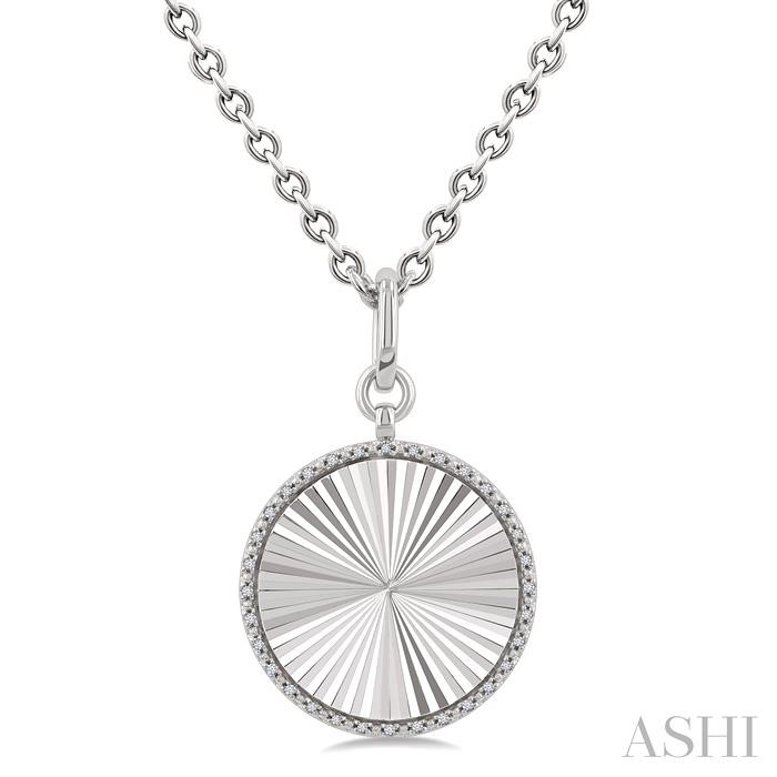 Silver Circle Fluted Medallion Diamond Pendant