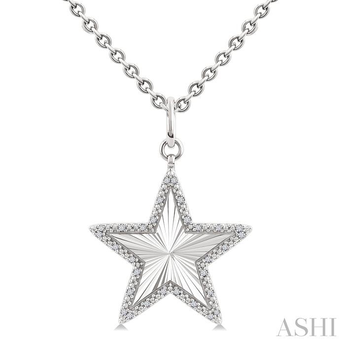 Silver Star Fluted Medallion Diamond Pendant