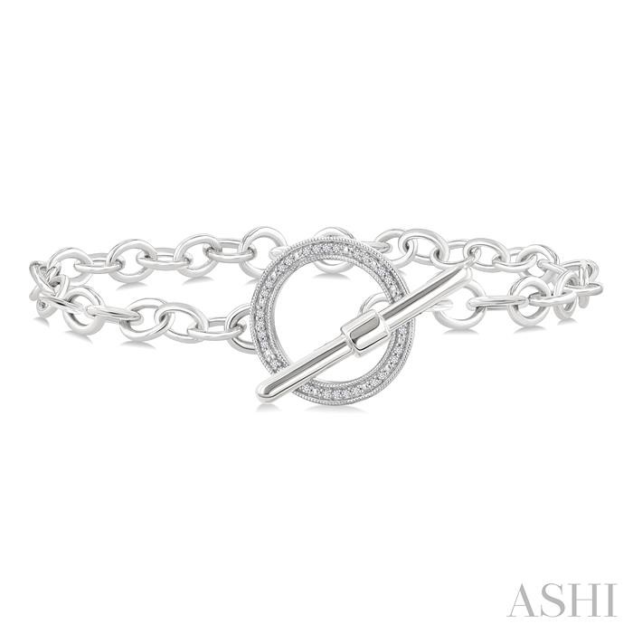 Silver Circle Toggle Diamond Fashion Bracelet