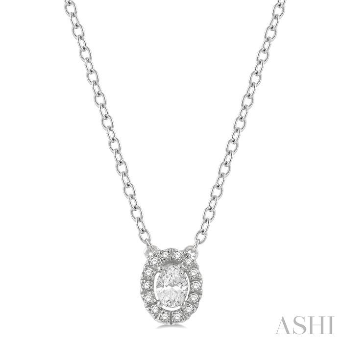 OVAL SHAPE PETITE HALO DIAMOND FASHION PENDANT