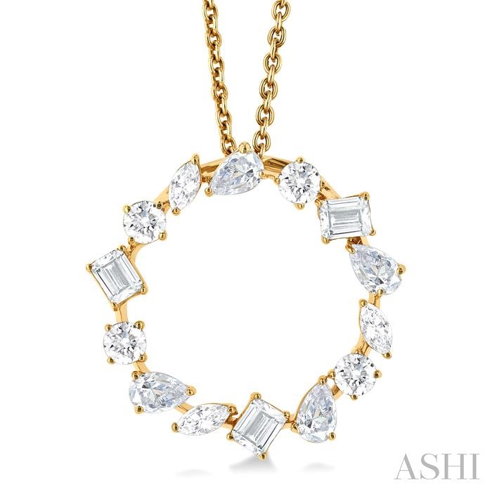 MIXED SHAPE CIRCLE DIAMOND FASHION PENDANT