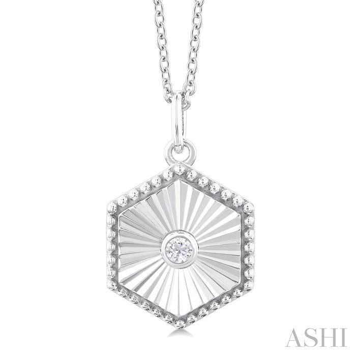 HEXAGON SHAPE FLUTED MEDALLION DIAMOND PENDANT