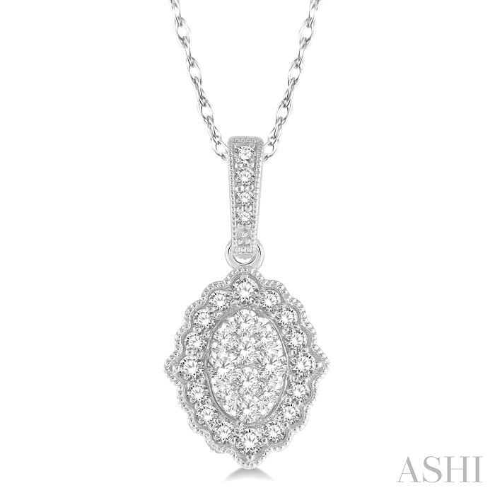 Oval Shape Halo Lovebright Diamond Pendant