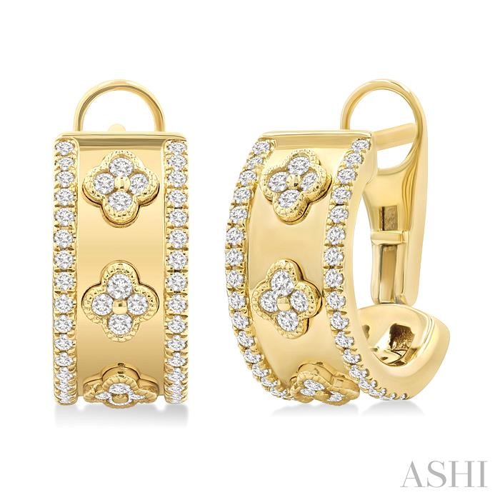 Clover Shape Diamond Hoop Earrings