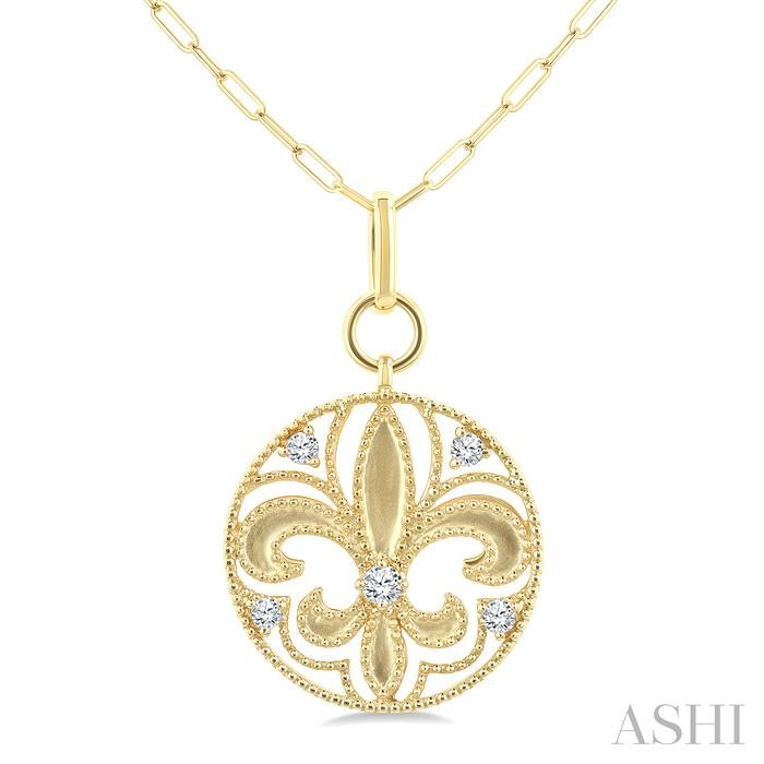 Fleur De Lis Medallion Diamond Fashion Pendant
