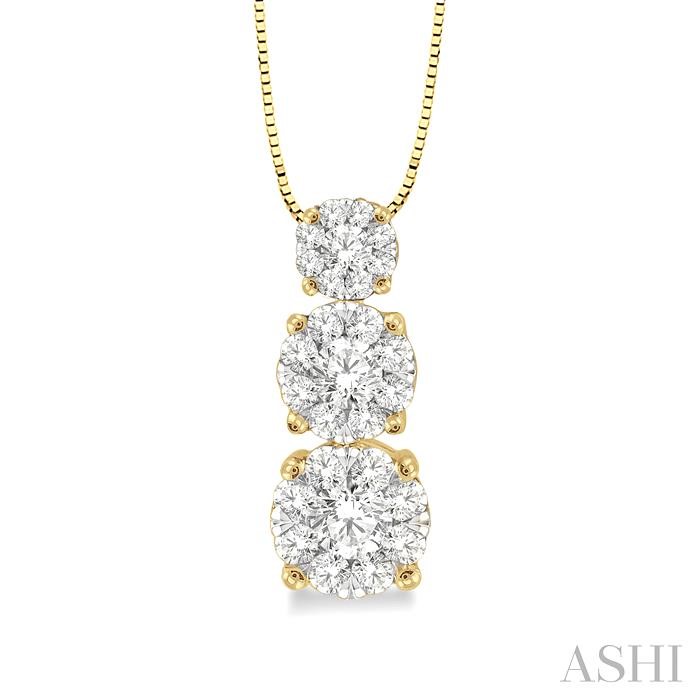 Round Shape Past Present & Future Lovebright Essential Diamond Pendant