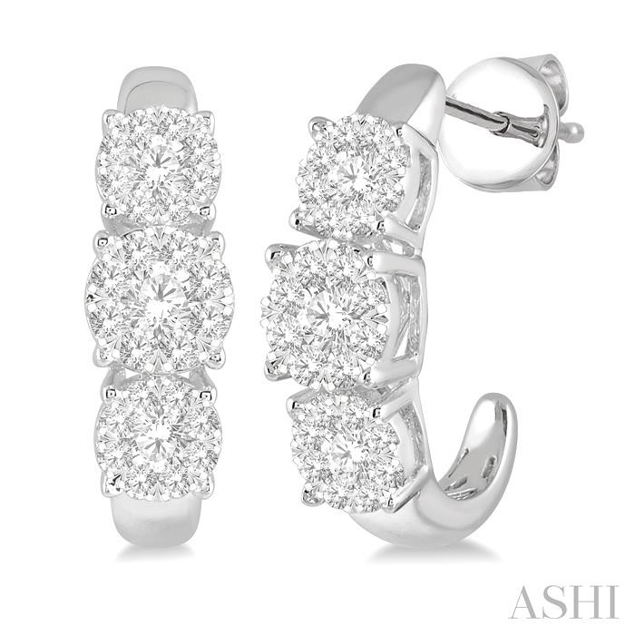 ROUND SHAPE PAST PRESENT & FUTURE LOVEBRIGHT ESSENTIAL DIAMOND HALF HOOP EARRINGS