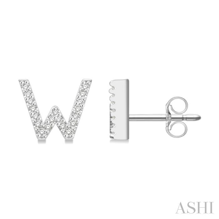 Block 'W' Initial Diamond Earrings