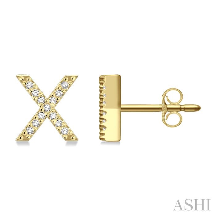 Block 'X' Initial Diamond Earrings